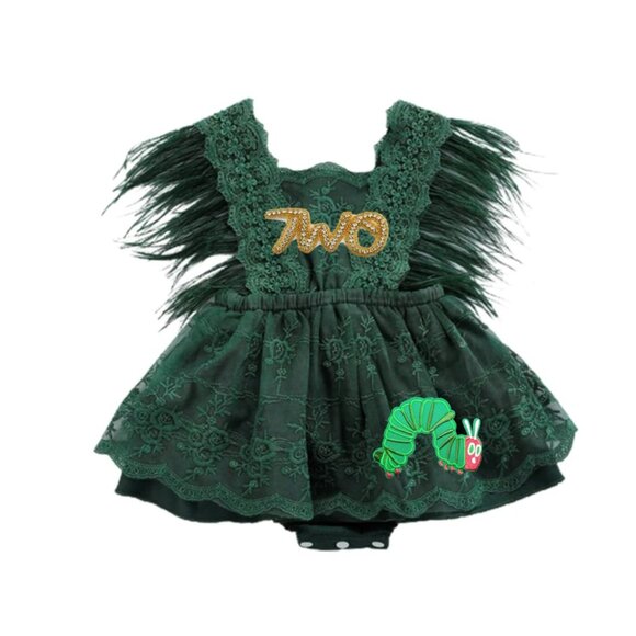 The Very Hungry Caterpillar Romper Outfit Clothes Caterpillar Birthday Dress - Picture 1 of 10
